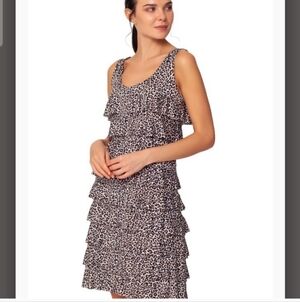 ISLE BY MELIS KAZAN Animal Print Ruffle Midi Dress. Size XS NWT